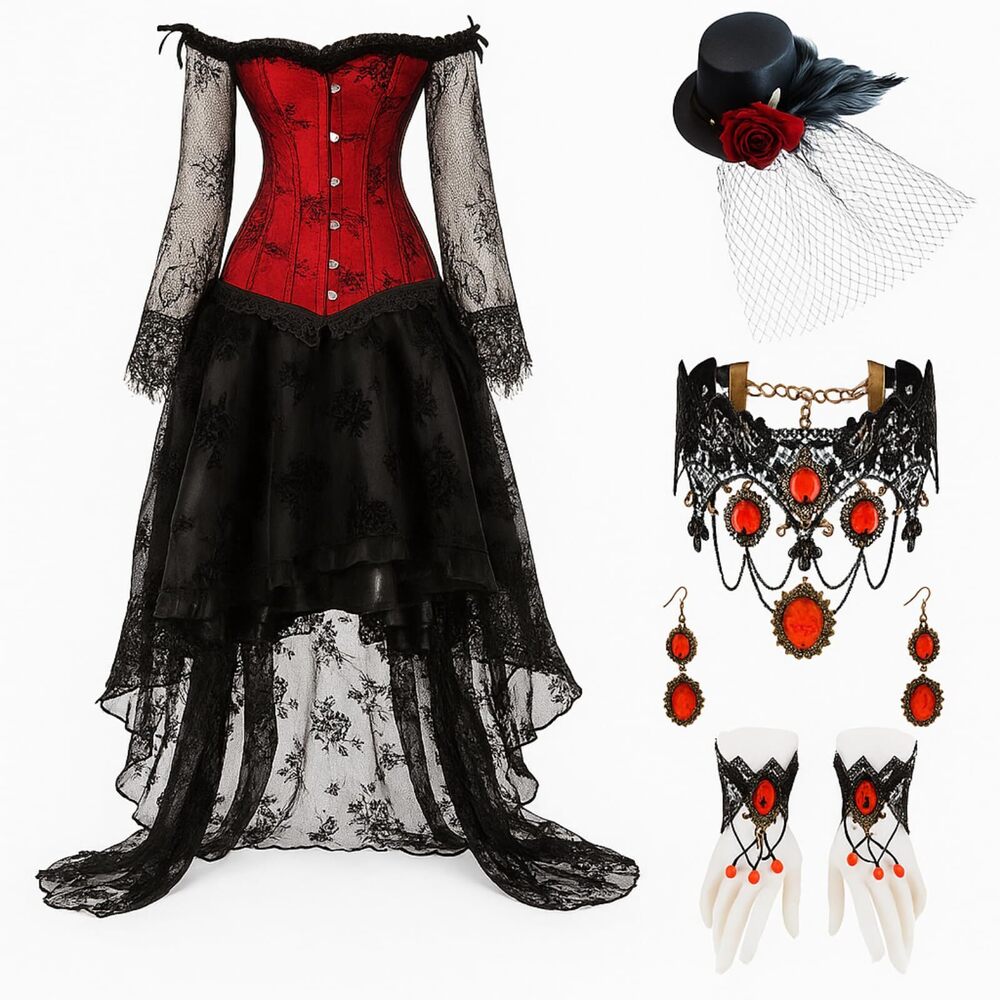 5345 Steampunk Corset Skirt Set Renaissance Dress Set Gothic